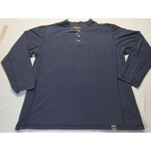 Venado men's navy blue‎ long sleeve flex Henley pullover shirt sz. XL